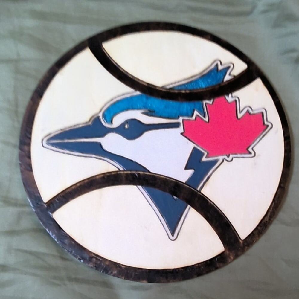 Handcrafted Toronto Blue Jays Logo Wood Baseball Plaque MLB